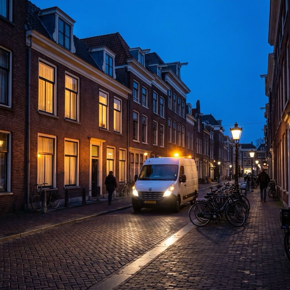 Onderweg in de avond voor een spoedmelding