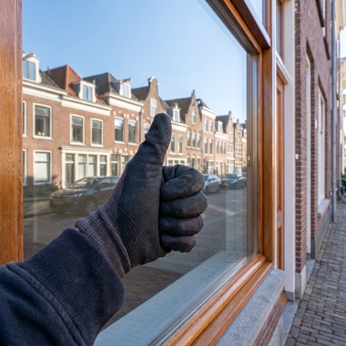 Duim omhoog voor een streeploos raam